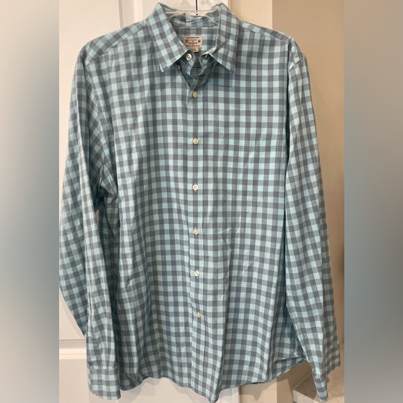 J. Crew Other - J Crew Button Down Shirt Mens M Gray- Turquoise Plaid Long Sleeve Lightweight